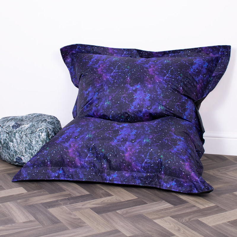 Floor Cushion Galaxy Print UV Reactive Children's Bean Bag, Learning SPACE