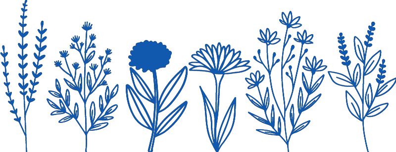 Flower Wall Decal, Blue 52x20 cm Learning SPACE