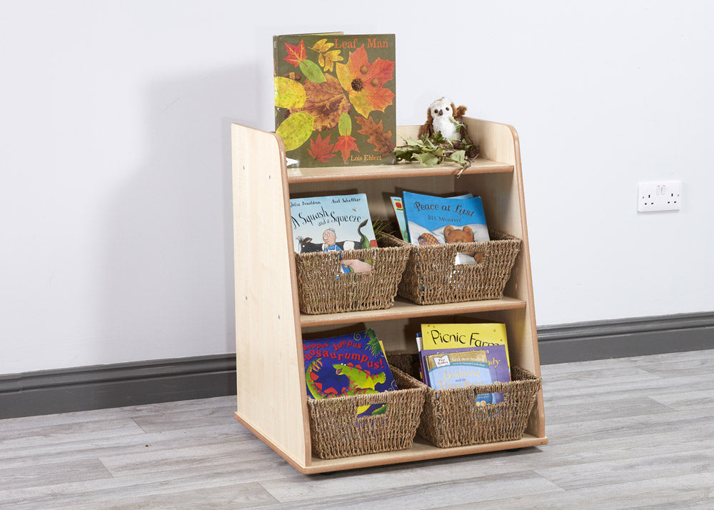 Free Standing Maple Shelf Narrow-Bookcases, Classroom Furniture, Cosy Direct, Library Furniture, Shelves, Storage, Storage Bins & Baskets-Learning SPACE