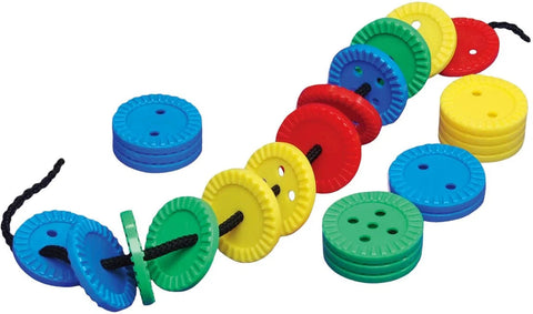 Galt Toys Fun Buttons – Colourful Threading & Stacking Activity Set-Additional Need, Counting Numbers & Colour, Early Years Maths, Fine Motor Skills, Galt, Maths, Memory Pattern & Sequencing, Primary Maths, Stacking Toys & Sorting Toys, Stock, Threading-Learning SPACE