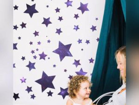 Galaxy Stars in space Wall Stickers (Pack of 56)-Decorative Stickers-Dropship,Outer Space,Star & Galaxy Theme Sensory Room,Sticker,Wall & Ceiling Stickers,Wall Decor-Learning SPACE