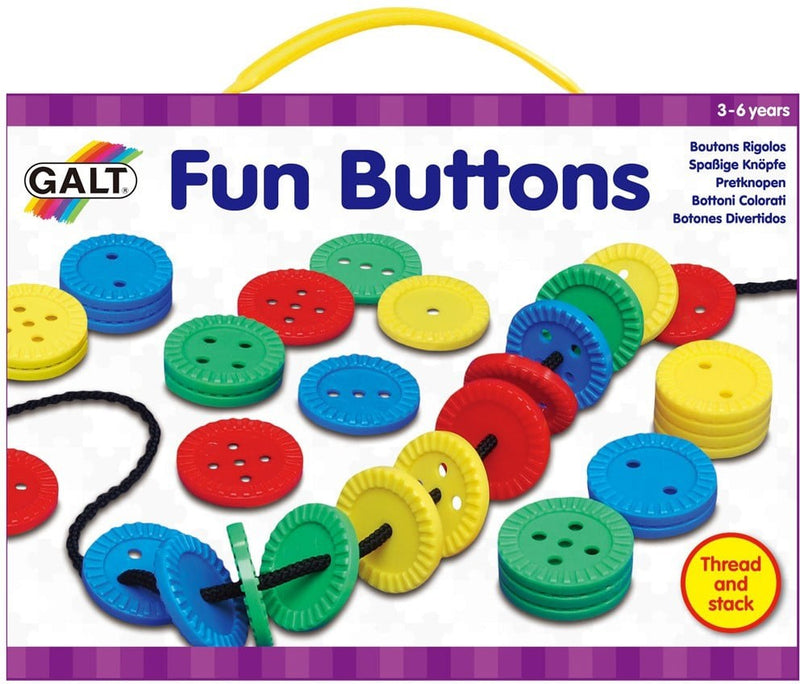Galt Toys Fun Buttons – Colourful Threading & Stacking Activity Set, Learning SPACE