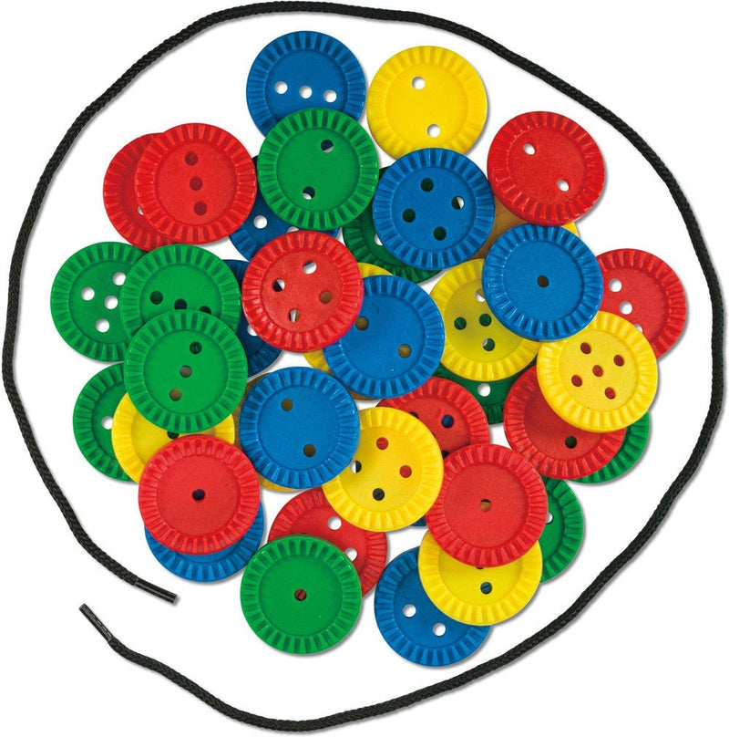 Galt Toys Fun Buttons – Colourful Threading & Stacking Activity Set, Learning SPACE