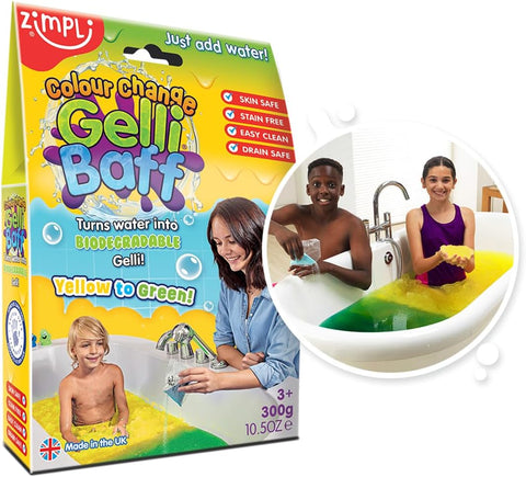Gelli Baff Colour Change - 300G-Bath Toys,Messy Play,Water & Sand Toys,Zimpli Kids-Yellow to Green-5199-Yellow-Learning SPACE