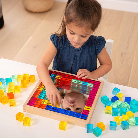 Gem Cube Mirror Tray-Calming & Anxiety,Dropship,Early Years Sensory Play,Sensory,Sensory Mirrors,Sensory Processing Disorder,Sensory Seeking,TickiT,Visual Sensory Toys-Learning SPACE