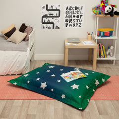 Giant Star Print UV Bean Bag Floor Cushion-AllSensory,Bean Bags,Bean Bags & Cushions,Eden Learning Spaces,Nurture Room,Star & Galaxy Theme Sensory Room,Stock,Teenage & Adult Sensory Gifts,UV Reactive,Wellbeing Furniture-Learning SPACE