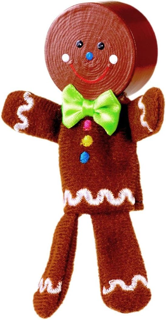 Gingerbread Man Wooden Head Finger Puppet, Learning SPACE