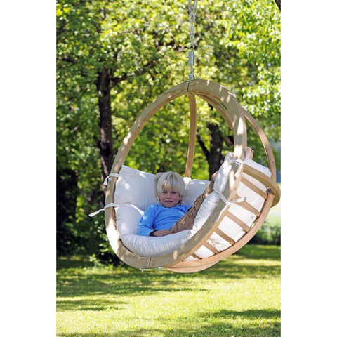 Globo Single Natura Hanging Chair-Hanging Chair-Amazonas,Cotton,Cream,Dropship,Globo Swing Chair,Hanging Chair,Hanging Egg Chairs,Indoor,Weatherproof-Learning SPACE