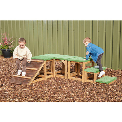 Grass Climb & Play Platform Trio (3Pk)-Cosy Direct, Forest School & Outdoor Garden Equipment, Outdoor Classroom, Outdoor Climbing Frames, Outdoor Play-Learning SPACE