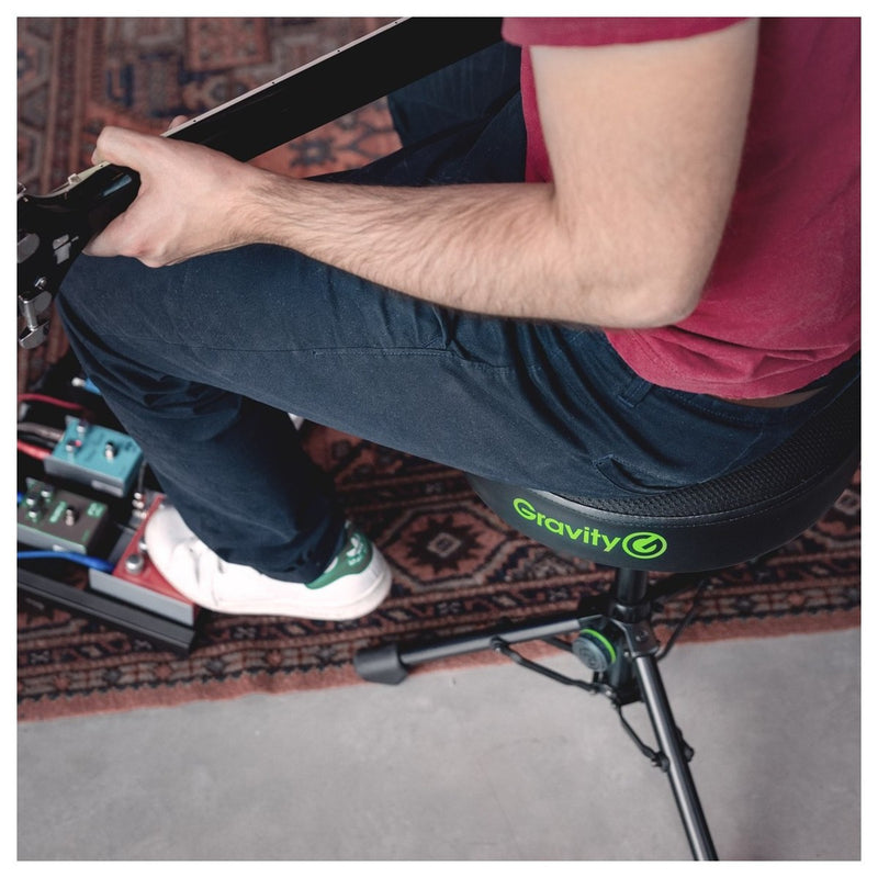 Gravity FD SEAT 1 Round Foldable Musician's Stool, Adjustable Height, Learning SPACE