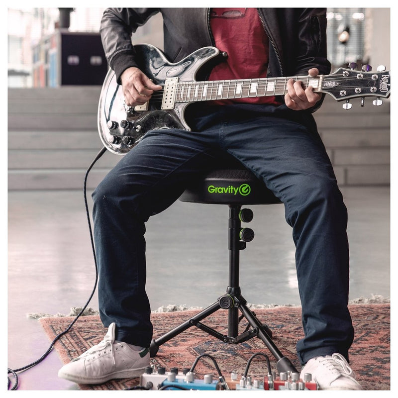 Gravity FD SEAT 1 Round Foldable Musician's Stool, Adjustable Height, Learning SPACE