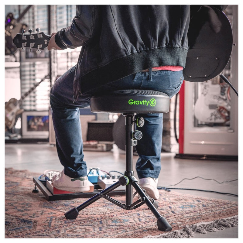 Gravity FD SEAT 1 Round Foldable Musician's Stool, Adjustable Height, Learning SPACE
