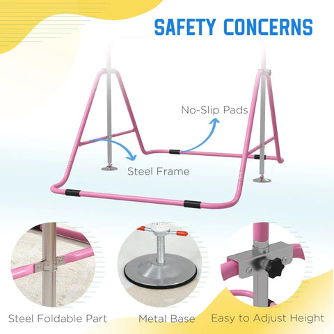 Adjustable Kids Gymnastics Bar – Foldable & Fun Training Bar-Exercise, Gross Motor and Balance Skills--Learning SPACE