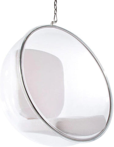 Hanging Clear Bubble Chair-Full Size Seating, Matrix Group, Movement Chairs & Accessories, Nurture Room, Seating, Sensory Room Furniture, Wellbeing Furniture-White-Learning SPACE