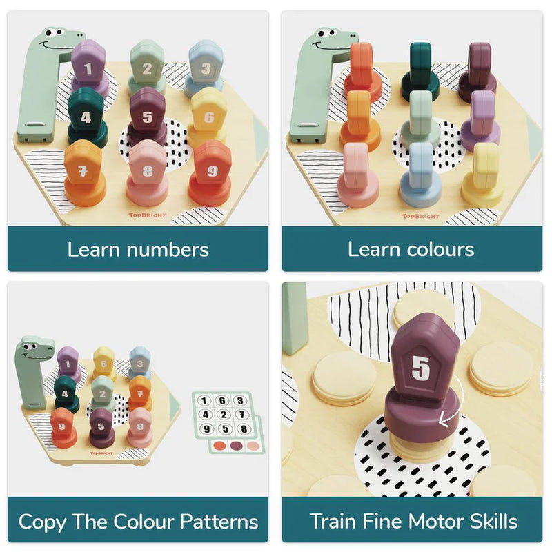Happy Dino Twist Wooden Game, Learning SPACE