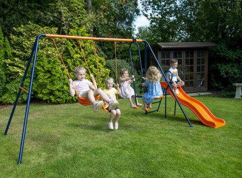 Hedstrom Europa: Double swing, glider and slide-Hedstrom, Outdoor Slides, Outdoor Swings, Seasons, Summer-Learning SPACE