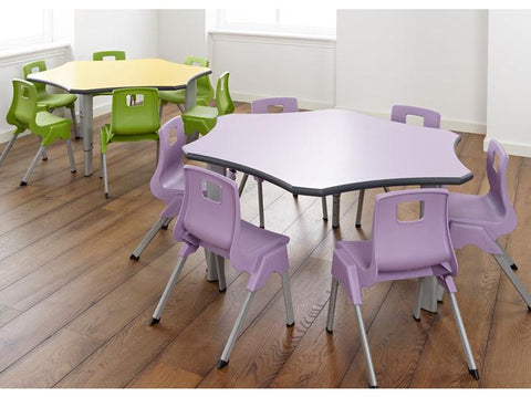 Height Adjustable Table: Flower-Classroom Furniture, Classroom Table, Flower, Height Adjustable, Metalliform, Table, Wellbeing Furniture-Learning SPACE