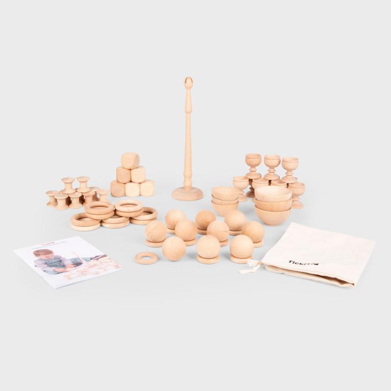 Heuristic Play Starter Set 63-Piece Wooden Sensory Exploration Kit, Learning SPACE