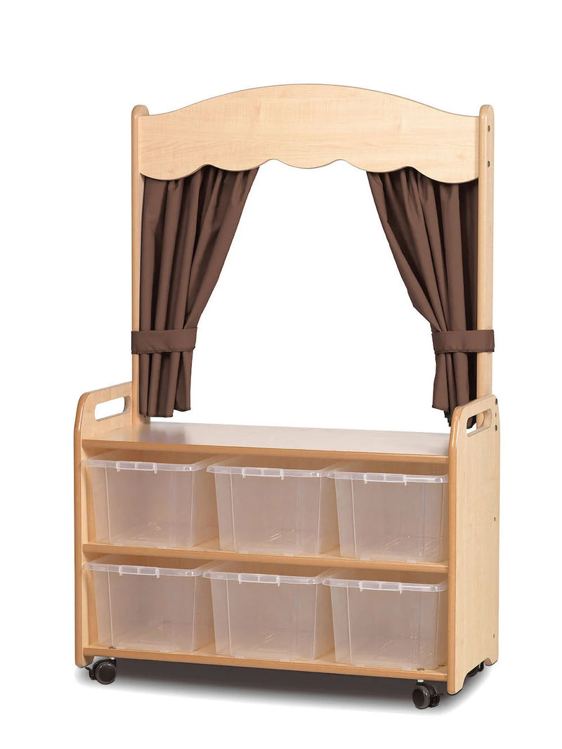 Home Zone With Clear Tubs And Taupe Curtains, Learning SPACE