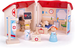 Hospital Mini Playset-Bigjigs Toys, Early Years Travel Toys, Fire. Police & Hospital, Gifts For 3-5 Years Old, Human Body, Imaginative Play, S.T.E.M, Small World, Stock-Learning SPACE