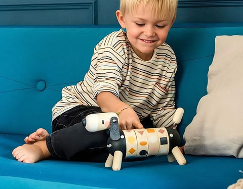 Janod Sweet Cocoon Shapes And Colours Dog-Baby Wooden Toys,Discontinued,Games & Toys,Gifts For 2-3 Years Old,Janod Toys,Shape & Space & Measure,Stacking Toys & Sorting Toys,Wooden Toys-Learning SPACE