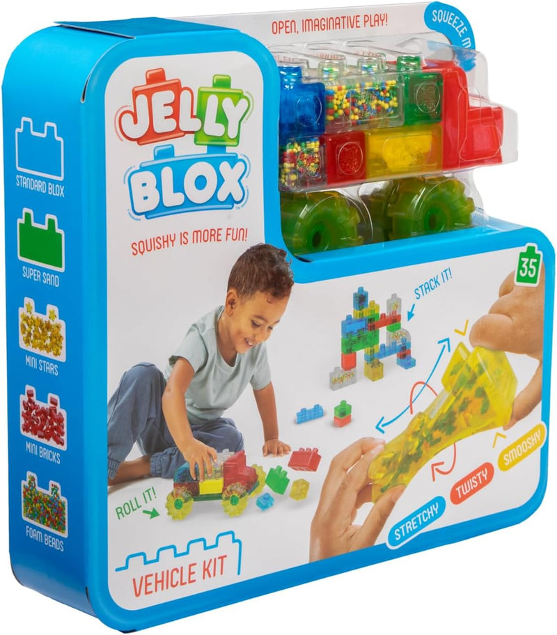 Jelly Blox Squishing Building Blocks – Vehicle Kit (35 Pieces), Learning SPACE