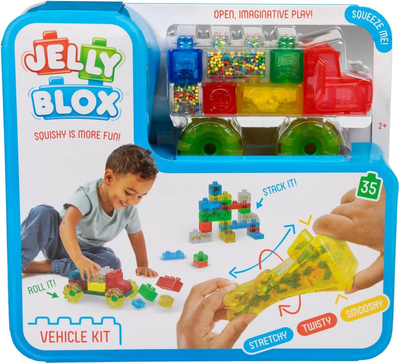 Jelly Blox Squishing Building Blocks – Vehicle Kit (35 Pieces), Learning SPACE