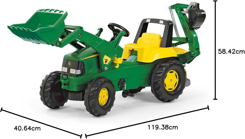 John Deere Toy Tractor With Frontloader & Rear Excavator, Learning SPACE