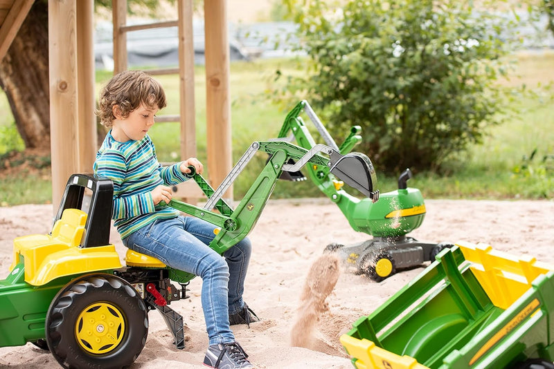 John Deere Toy Tractor With Frontloader & Rear Excavator, Learning SPACE