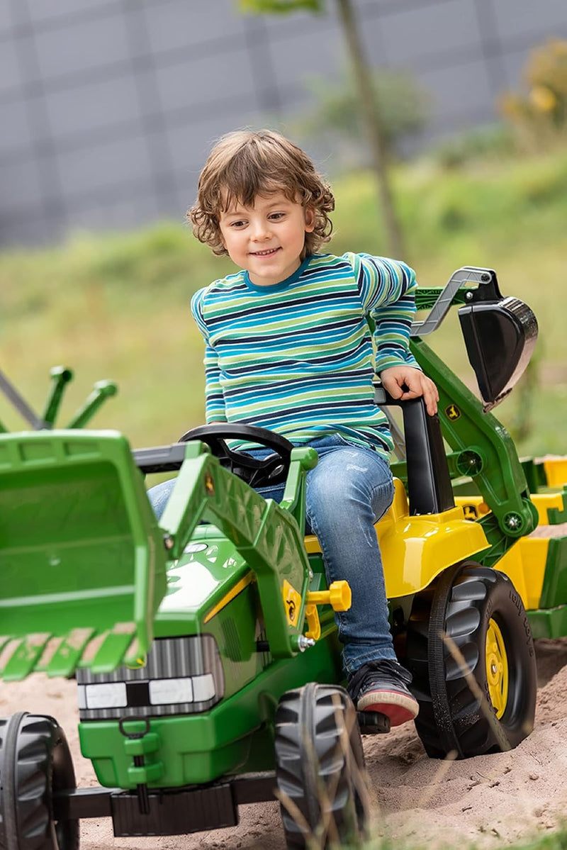 John Deere Toy Tractor With Frontloader & Rear Excavator, Learning SPACE