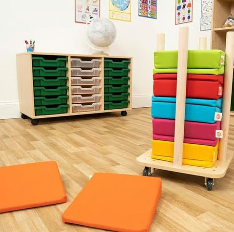 Jolly Back Maxi Wedge - Set of 12-Cushions,Dropship,Furniture,Padded Seating,Seating,Wellbeing Furniture,Willowbrook-Brights-With Trolley-JB004/BRI/TR-Learning SPACE