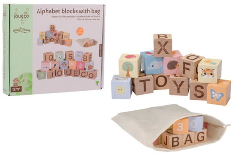 Alphabet blocks with bag-Baby Wooden Toys, Building Blocks, Learn Alphabet & Phonics, Stacking Toys & Sorting Toys, Wooden Toys-JT80090-Learning SPACE