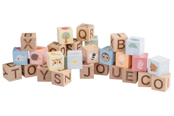 Alphabet blocks with bag-Baby Wooden Toys, Building Blocks, Learn Alphabet & Phonics, Stacking Toys & Sorting Toys, Wooden Toys-JT80090-Learning SPACE