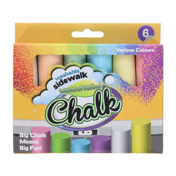Jumbo Coloured Sidewalk Chalk - Pk 6, School & Educational Supplies Learning SPACE