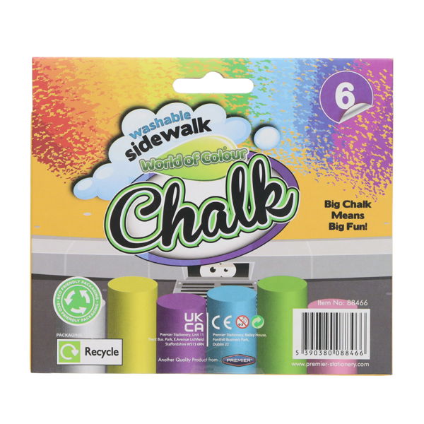 Jumbo Coloured Sidewalk Chalk - Pk 6, School & Educational Supplies Learning SPACE