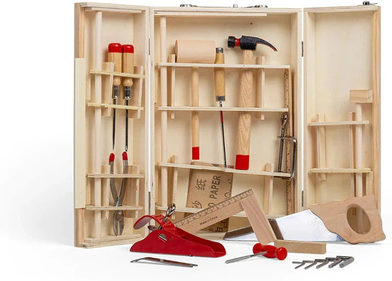Junior Kids Wooden Tool Box with 28 Functional Tools, Learning SPACE