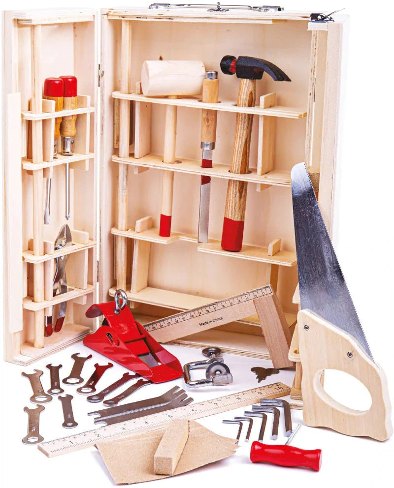 Junior Kids Wooden Tool Box with 28 Functional Tools, Learning SPACE