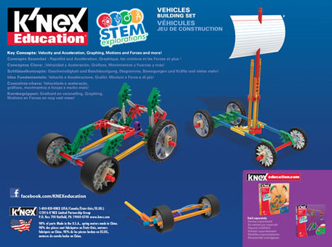 K-Nex Stem Explorations Vehicles Building Set-Additional Need, Engineering & Construction, Fine Motor Skills, Gifts for 8+, Helps With, K'Nex Construction Toys, S.T.E.M, Science Activities, Stock-Learning SPACE