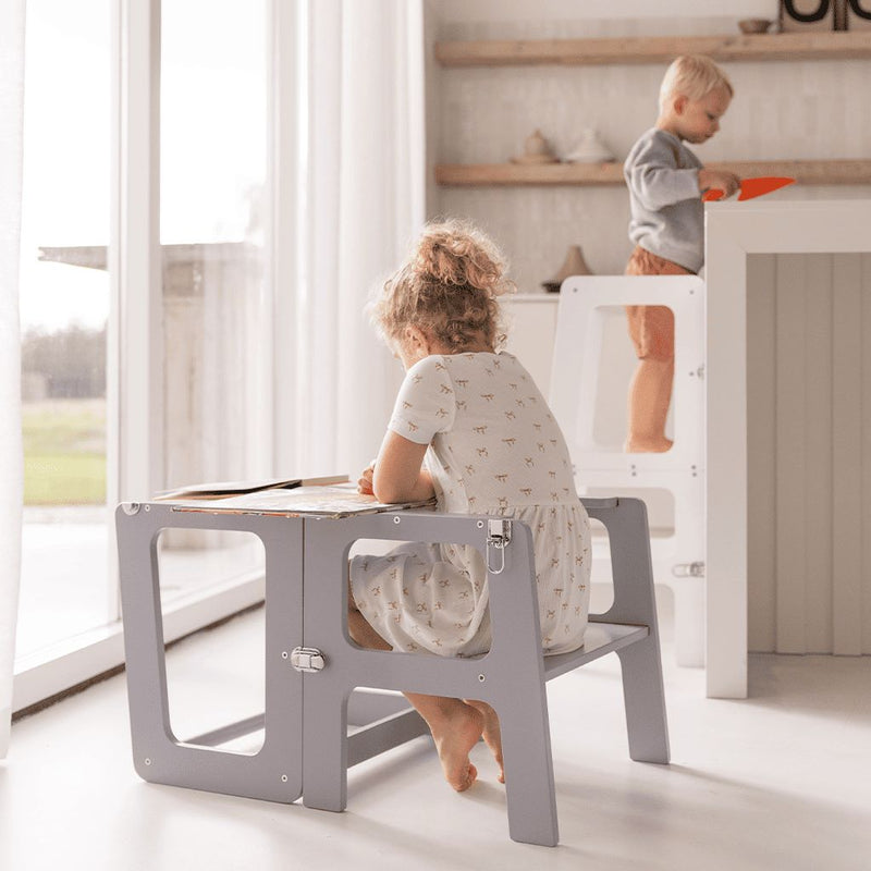 Kitchen Helper Tower 2 in 1 Unit - Folding Table/Chair, Furniture Learning SPACE