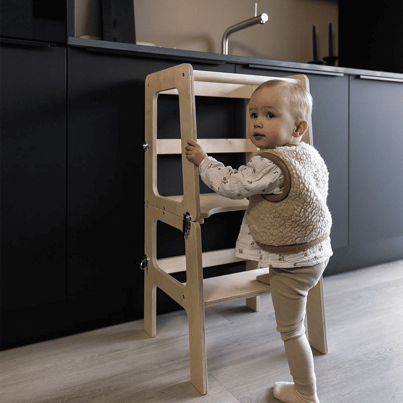 Kitchen Helper Tower 2 in 1 Unit - Folding Table/Chair, Wooden Furniture Learning SPACE