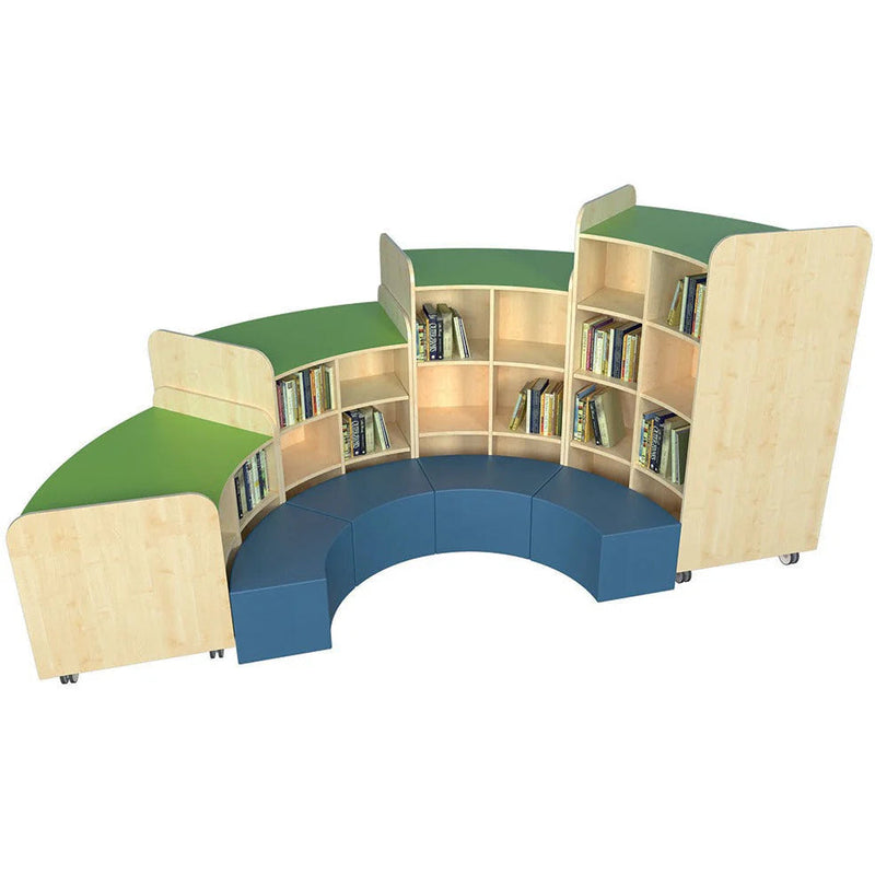 KubbyClass® Junior Curved Bookcase and Seat - Set H, Learning SPACE