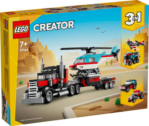 LEGO® Creator Flatbed Truck with Helicopter toy-Building Blocks, Cars & Transport, Fine Motor Skills, LEGO®-Learning SPACE