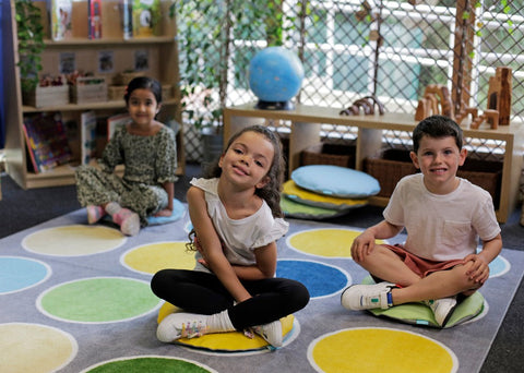 Lake Circles Placement 2x2m Carpet-Calmer Classrooms,Educational Classroom Materials,Kit For Kids,Mats & Rugs,Neutral Colour,Placement Carpets,Rugs,Square,Wellbeing Furniture-Learning SPACE