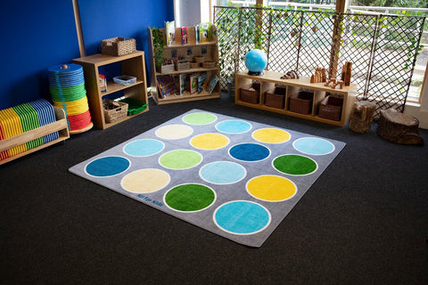 Lake Circles Placement 2x2m Carpet-Calmer Classrooms,Educational Classroom Materials,Kit For Kids,Mats & Rugs,Neutral Colour,Placement Carpets,Rugs,Square,Wellbeing Furniture-Learning SPACE