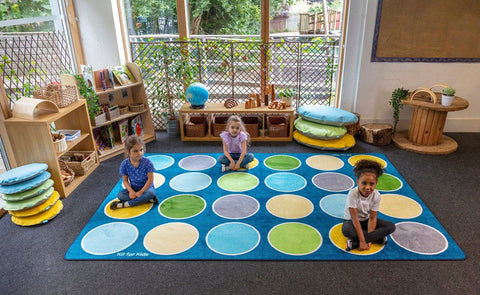 Lake Circles Rectangular Placement 3x2m Carpet-Kit For Kids,Mats & Rugs,Neutral Colour,Placement Carpets,Rectangular,Rugs,Wellbeing Furniture-Learning SPACE