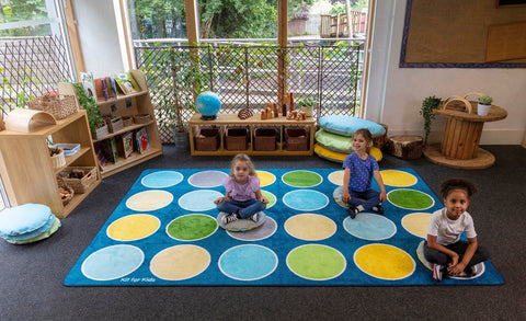 Lake Circles Rectangular Placement 3x2m Carpet-Kit For Kids, Mats & Rugs, Neutral Colour, Placement Carpets, Rectangular, Rugs, Wellbeing Furniture-Learning SPACE