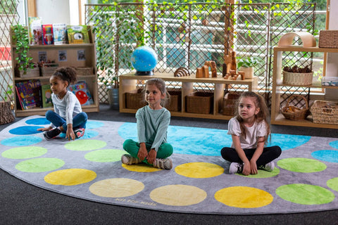 Lake Large Semi Circle Placement 4x2m Carpet-Corner & Semi-Circle,Dropship,Kit For Kids,Mats & Rugs,Neutral Colour,Placement Carpets,Rugs,Wellbeing Furniture-Learning SPACE