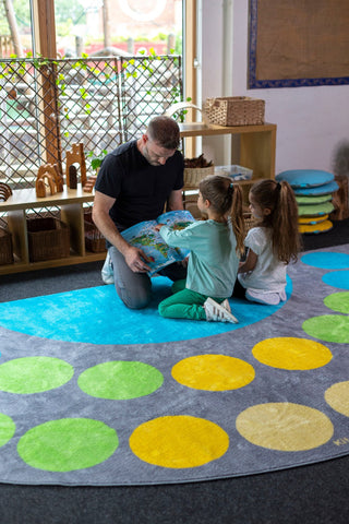 Lake Large Semi Circle Placement 4x2m Carpet-Corner & Semi-Circle, Kit For Kids, Mats & Rugs, Neutral Colour, Placement Carpets, Rugs, Wellbeing Furniture-Learning SPACE