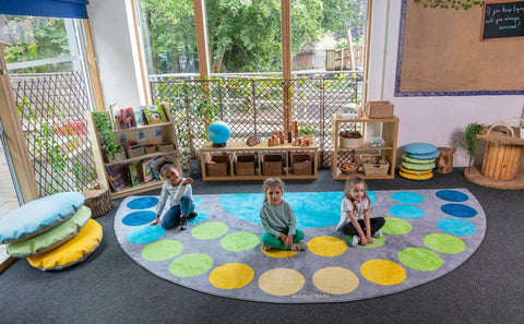 Lake Large Semi Circle Placement 4x2m Carpet-Corner & Semi-Circle, Kit For Kids, Mats & Rugs, Neutral Colour, Placement Carpets, Rugs, Wellbeing Furniture-Learning SPACE