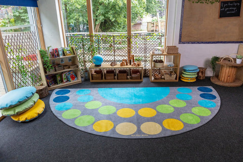 Lake Large Semi Circle Placement 4x2m Carpet-Corner & Semi-Circle, Kit For Kids, Mats & Rugs, Neutral Colour, Placement Carpets, Rugs, Wellbeing Furniture-Learning SPACE